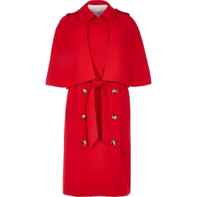 Red cape trench coat